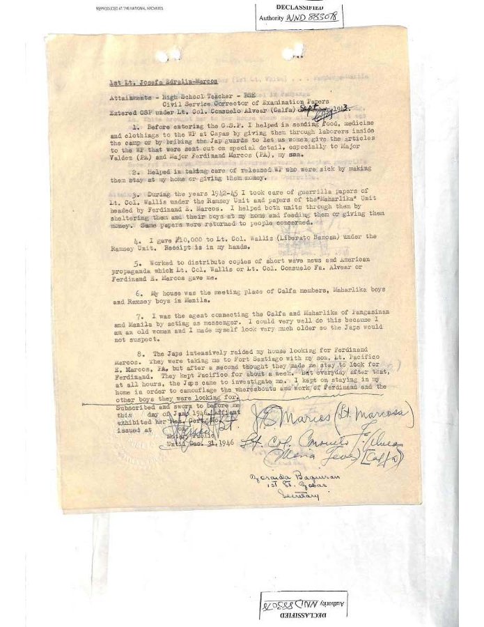 Figure-1946 01 15(_) Josefa's Guerrilla Special of the President Affidavit