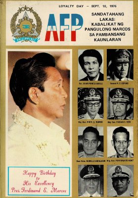 Cover of a specially printed souvenir program of the Armed Forces of the Philippines's Loyalty Day, September 10, 1976.