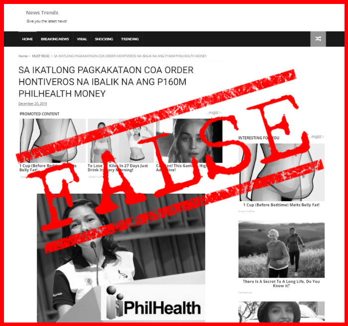 ​VERA FILES FACT CHECK: Website rehashes FALSE claim linking Hontiveros to PhilHealth bonus controversy