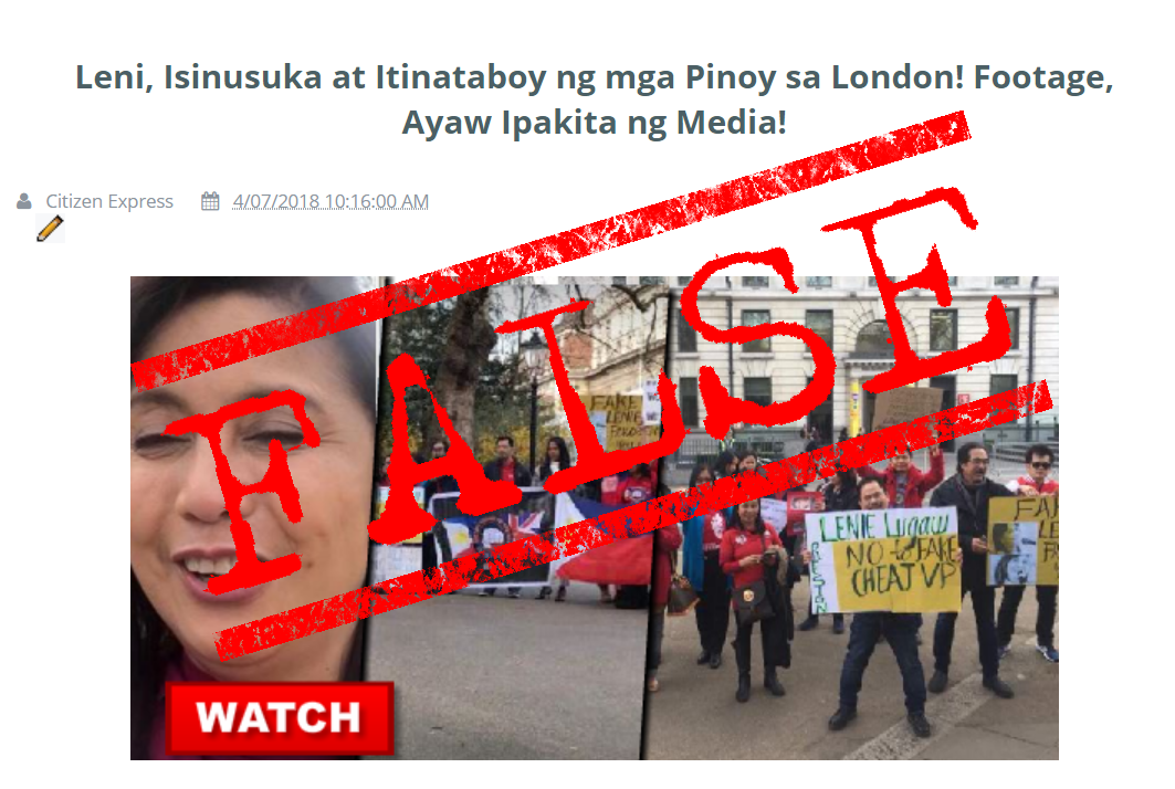 VERA FILES FACT CHECK: Claim of media not reporting London anti-Robredo protest false