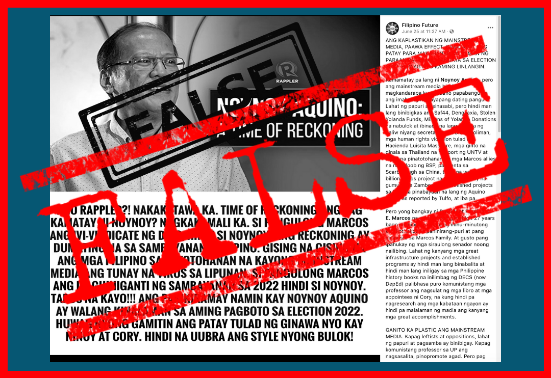 VERA FILES FACT CHECK: FB page FALSELY claims mainstream media silent on Aquino admin failures