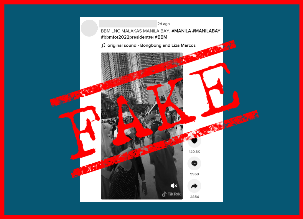 VERA FILES FACT CHECK: TikTok video of crowd chanting Marcos’s name in Manila Bay is FAKE