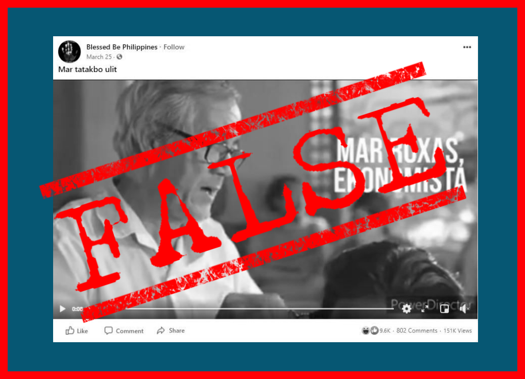 VERA FILES FACT CHECK: FB page revives old Mar Roxas ad, FALSELY claims it’s for 2022 polls