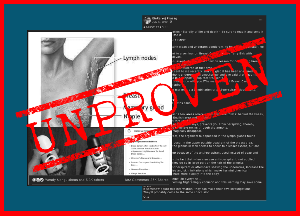 VERA FILES FACT CHECK: Demystifying five claims about antiperspirant and breast cancer