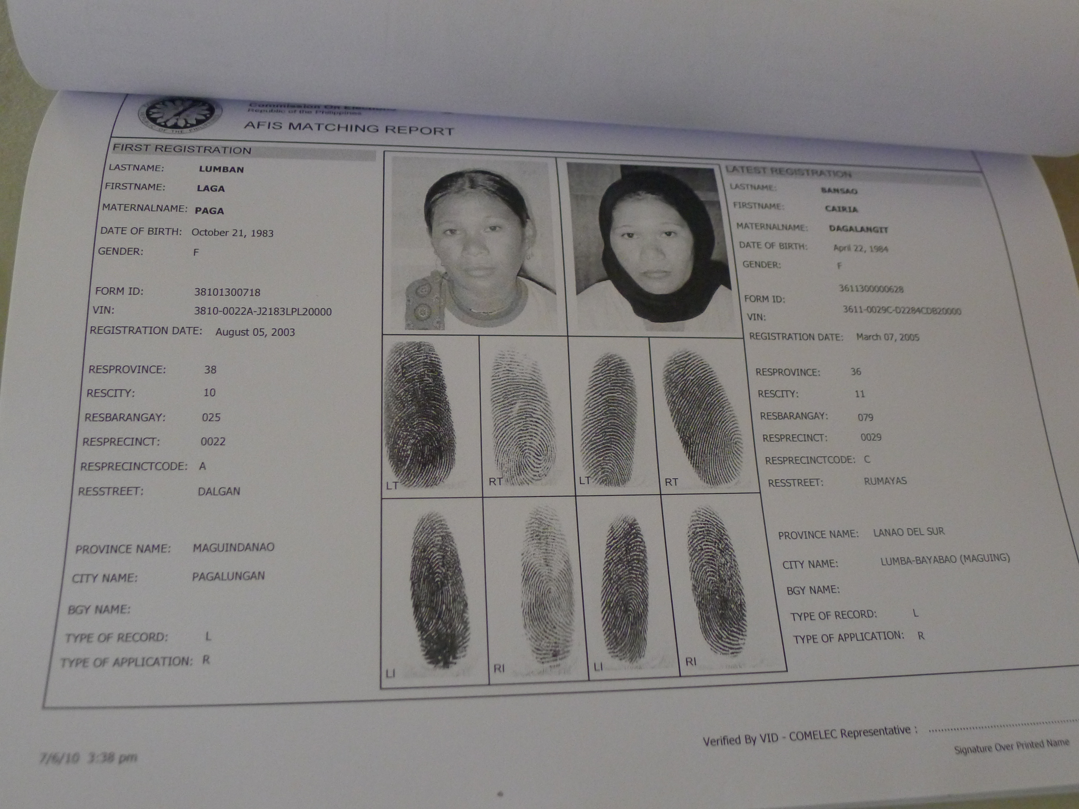 AFIS can detect multiple registration. Photo provided by the BUREAU OF PUBLIC INFORMATION. 