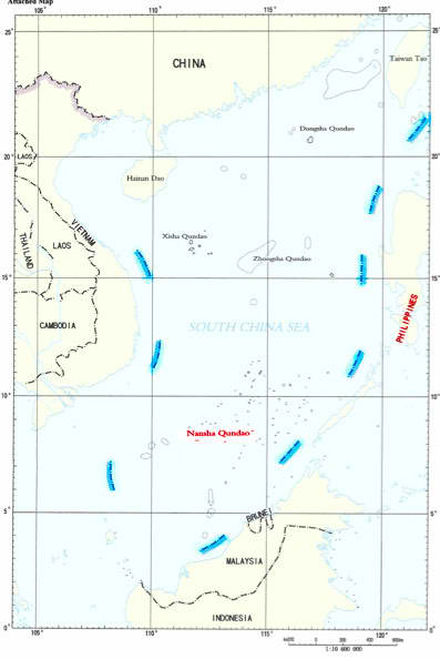 The “nine-dash line map” puts 90 percent of the whole South China Sea under Chinese jurisdiction. The map does not have coordinates, but was submitted by China to the United Nations on May 7, 2009.