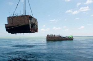 Sections of USS Guardian lifted from Tubbataha. (From TMO website)