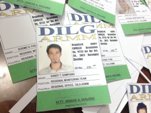 DILG monitor IDs for the 2013 barangal polls.Photo by ARTHA KIRA PAREDES