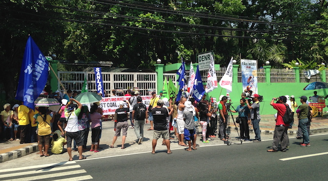 Philippine Movement for Climate Justice gathers outside the DENR main office to protest the proposed construction of 25 coal-fired power plants.