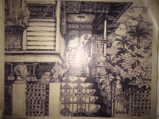 The ancestral house in Tondo as rendered in pencil and ink by  the owner's boyhood friend.