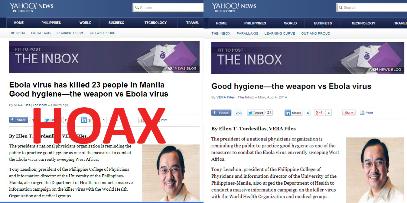 WARNING: Hoaxter alters VERA Files story on Ebola