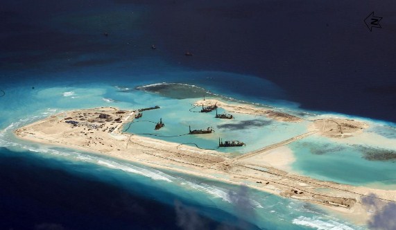 China reclamation and construction in Fiery Cross Reef April 2015