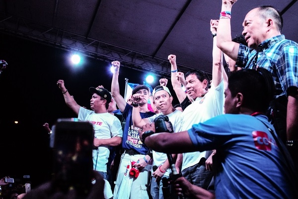 Presidential candidate Rodrigo Duterte at the Muntinlupa rally.