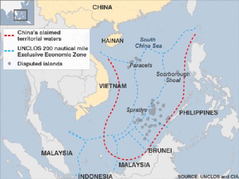The disputed waters of the South China Sea
