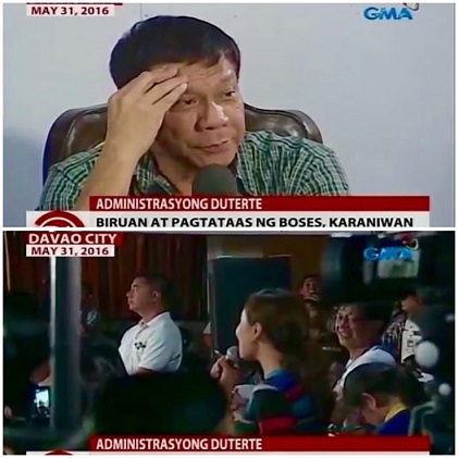 Lower photo shows Umali asking the question during the presscon.