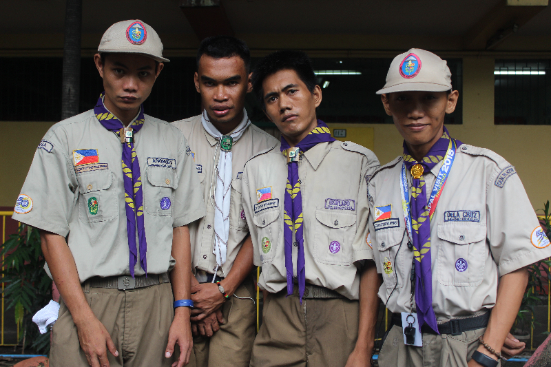 Decked in their scout uniforms, the boys are ready for action. (From left to right, Anonuevo, Ilagan, Borlado and dela Cruz) Photo by ALLAN YVES BRIONES