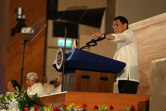 President Duterte delivering his first SONA. King Rodriguez/PPD