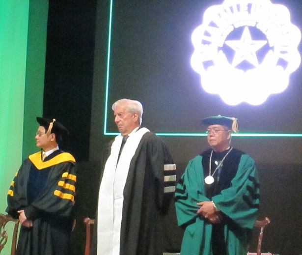 1.)Mario Vargas Llosa, 2010 Nobel laureate for literature, flanked by officials of De La Salle University at last Tuesday's conferment of doctor of literature, honoris causa. He was educated at the De La Salle Academy in Bolivia and Colegio La Salle in Peru.
