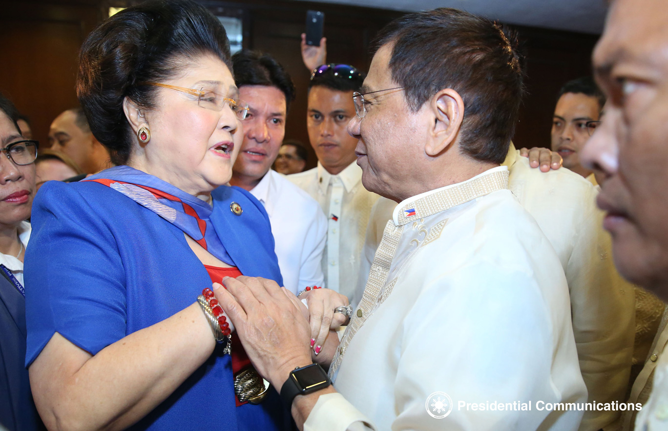 Imelda Marcos greets President Rodrigo Duterte after his State of the Nation Address last July 25. (Photo from PCO) 