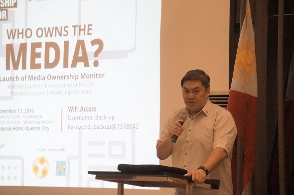 Press Undersecretary Enrique Tandan delivers his message at the launching of MOM.