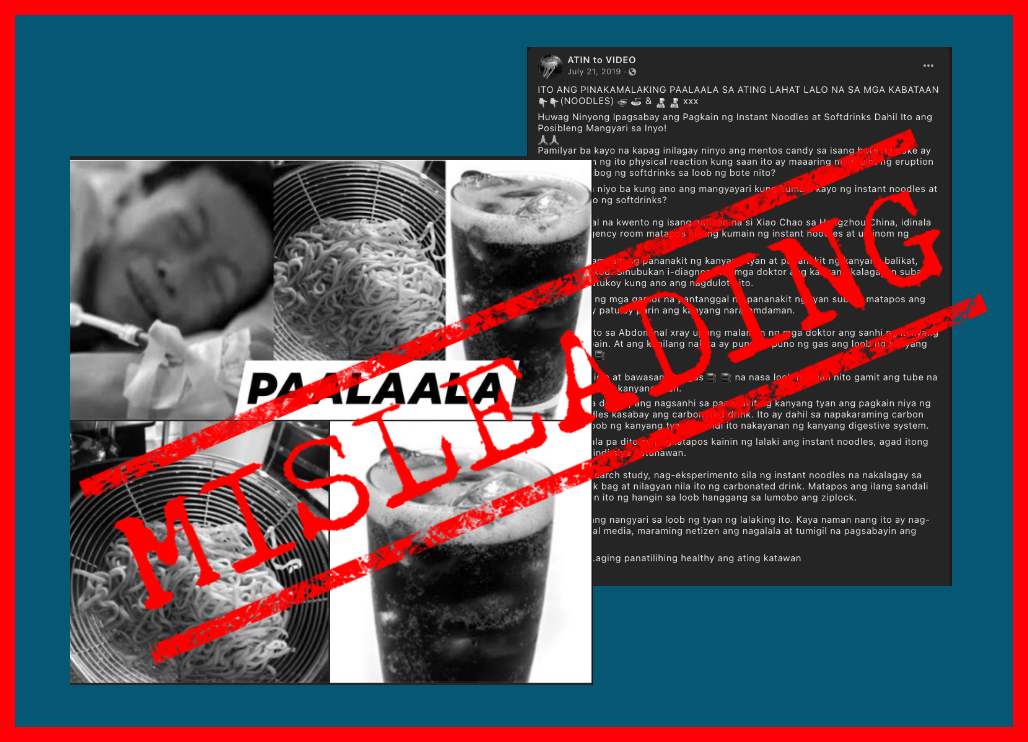 VERA FILES FACT CHECK: Claims about the danger of consuming instant noodles and carbonated drinks at the same time MISLEADING