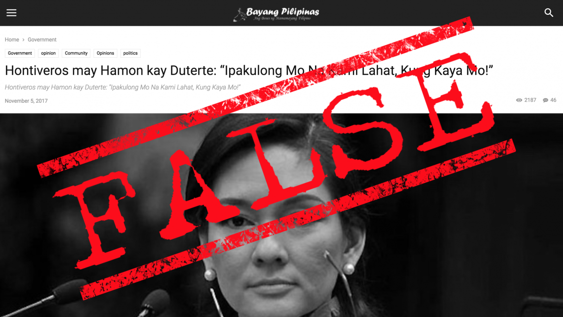 VERA FILES FACT CHECK: Reshared post claiming Hontiveros dared Duterte to send all LP members to jail FALSE