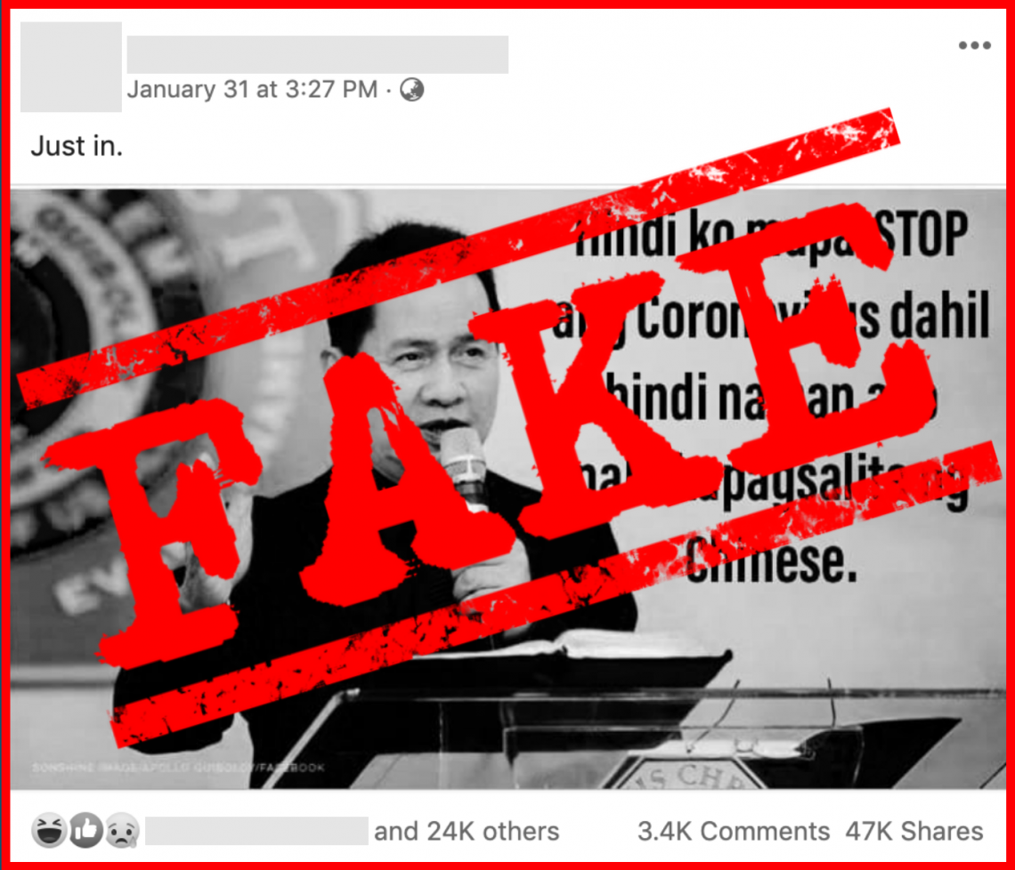 VERA FILES FACT CHECK: Quiboloy DID NOT say he ‘can’t stop’ novel coronavirus because he ‘can’t speak Chinese’