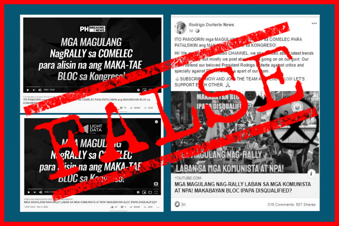 VERA FILES FACT CHECK: This video DOES NOT show parents rallying at Comelec for Makabayan bloc’s expulsion