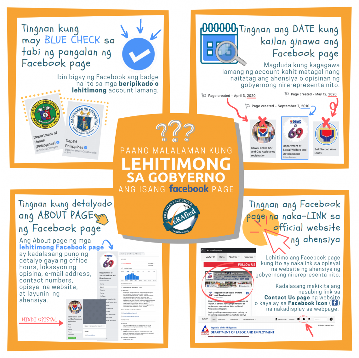 Infographic: Paano malalaman kung lehitimong sa gobyerno ang isang facebook page