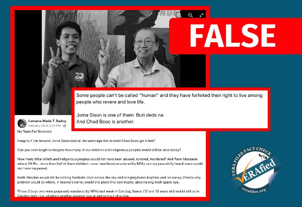 VERA FILES FACT CHECK: Badoy MALI sa sinasabing namatay na si Joma Sison