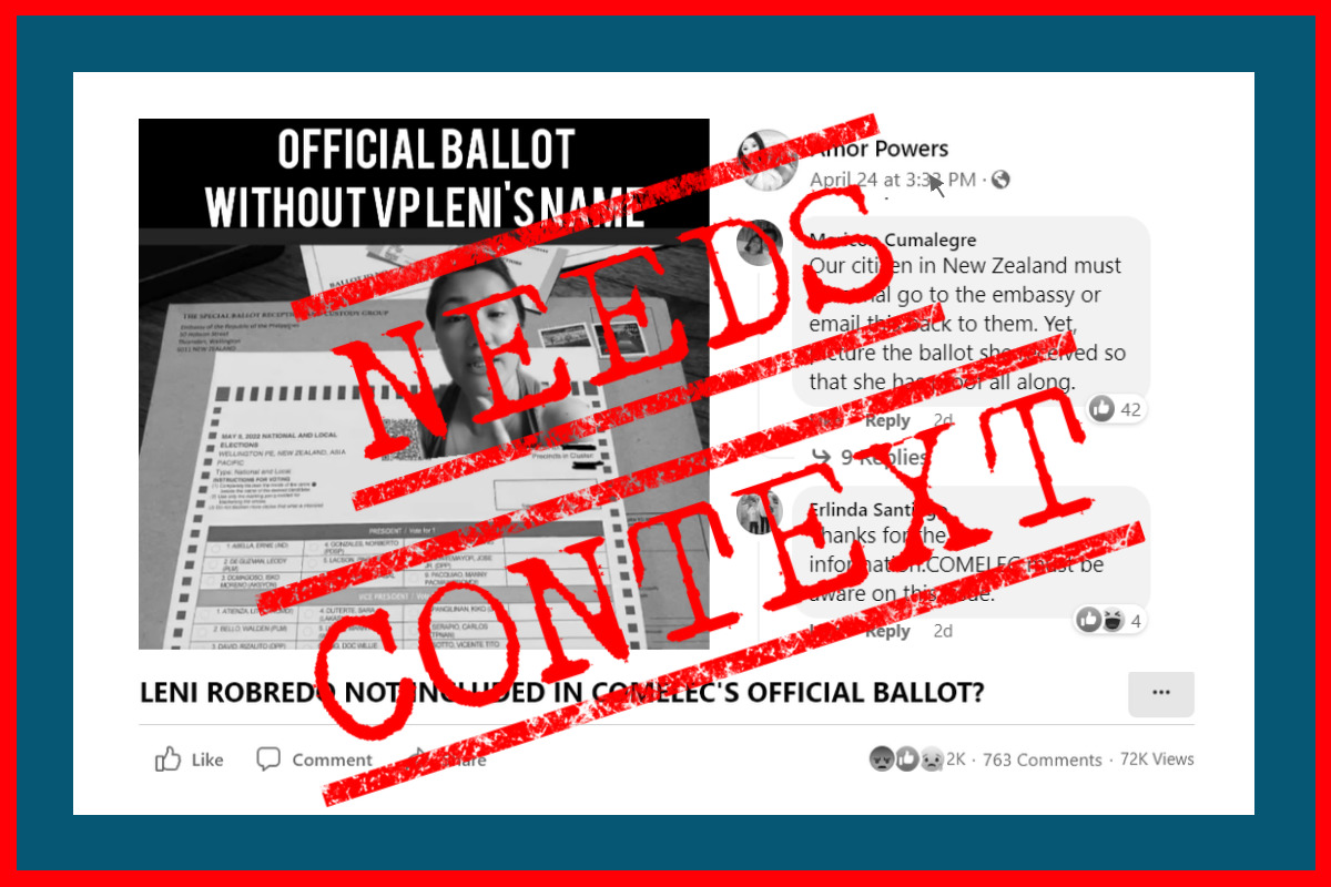 VERA FILES FACT CHECK: Video about ballot in New Zealand without Robredo’s name NEEDS CONTEXT