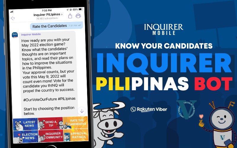 Inquirer Mobile launches voters’ education bot for 2022 PH elections, forms partnership with Vera Files