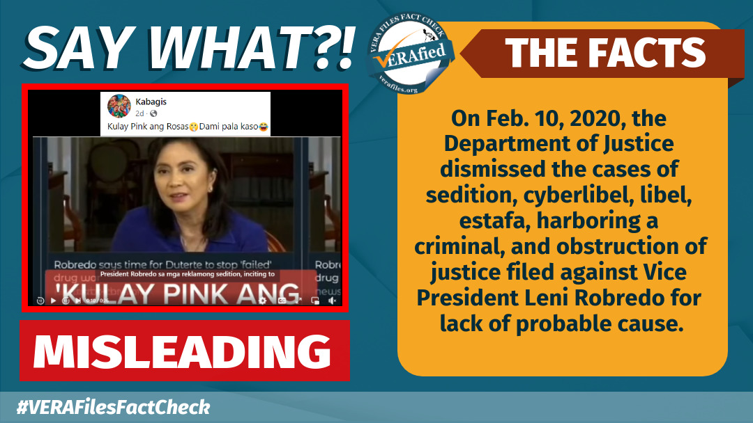 VERA FILES FACT CHECK: Video with MISLEADING claim on Robredo’s dismissed cases resurfaces