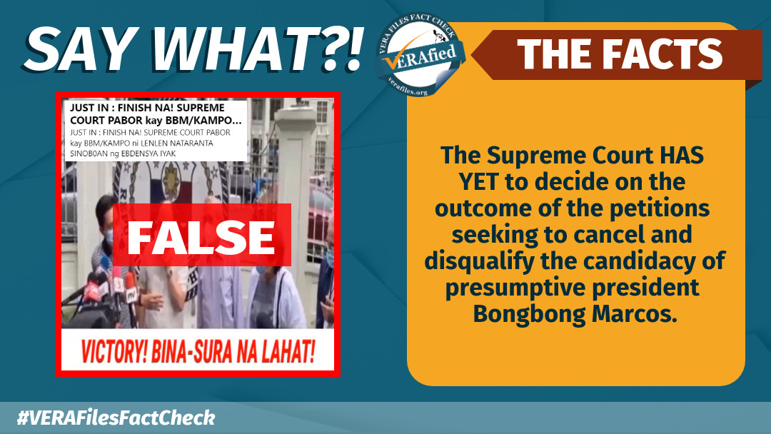 VERA FILES FACT CHECK: Claim that SC junked petitions vs Marcos FALSE