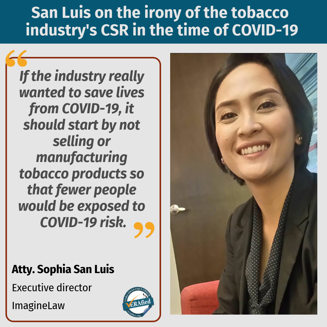 Atty. Sophia San Luis on the irony of the tobacco industry's CSR in the time of COVID-19