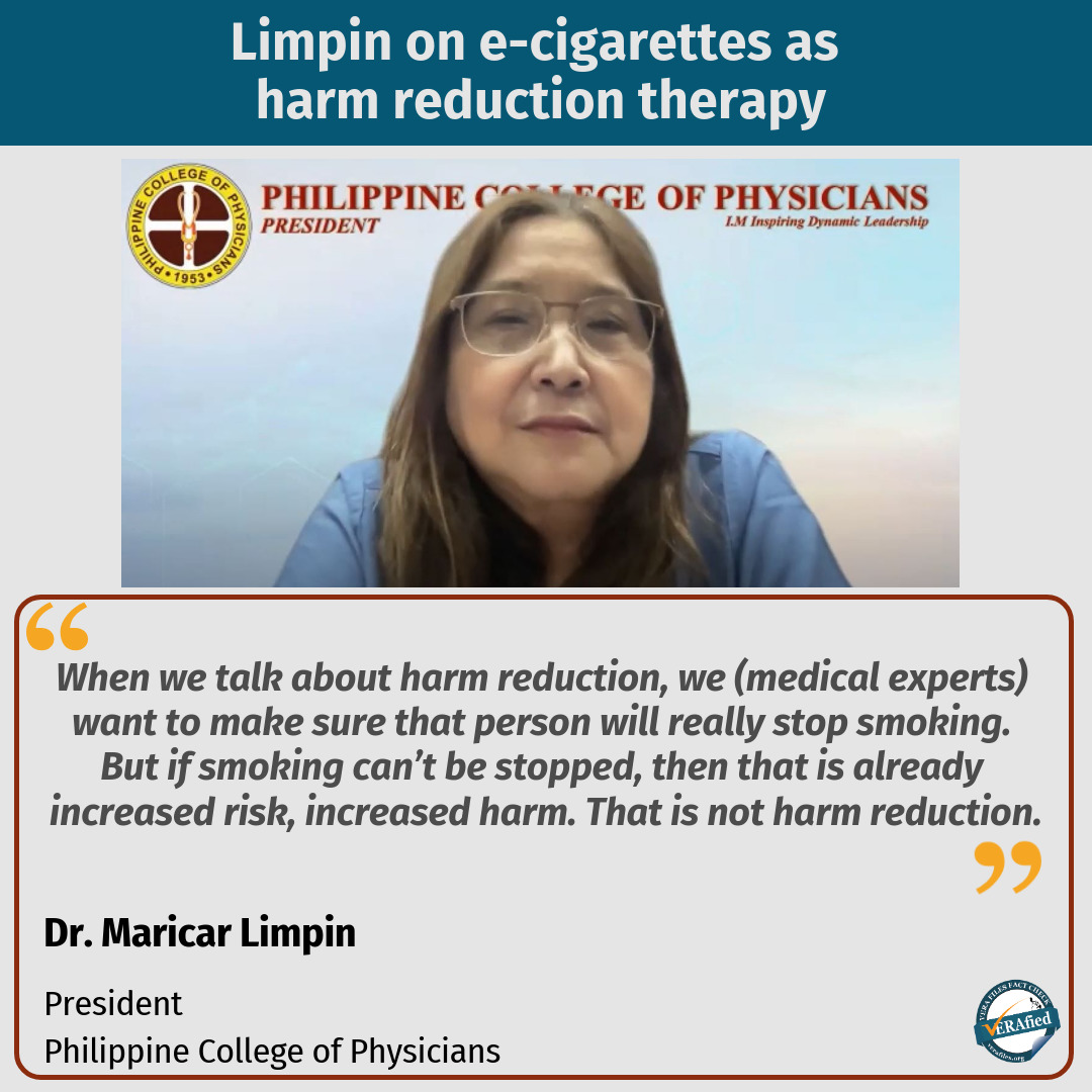 Dr. Maricar Limpin on e-cigarettes as harm reduction theraphy.