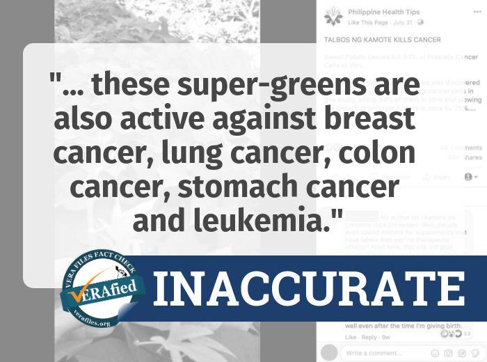 On being “active” against breast, lung, colon and stomach cancer and leukemia- Inaccurate