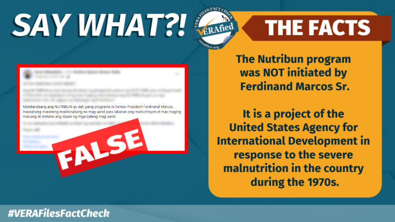 VERA FILES FACT CHECK: Nutribun NOT A Marcos Project