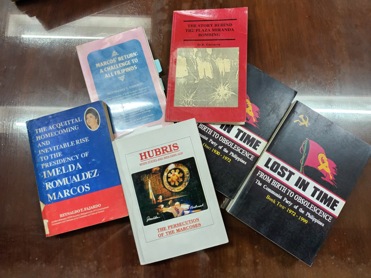 Various pro-Marcos books - books by FIRM founding member Reynaldo Fajardo and the Katarungan and Katotohanan Foundation