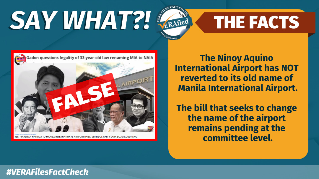 VERA FILES FACT CHECK: NAIA has NOT been renamed Manila Int’l Airport