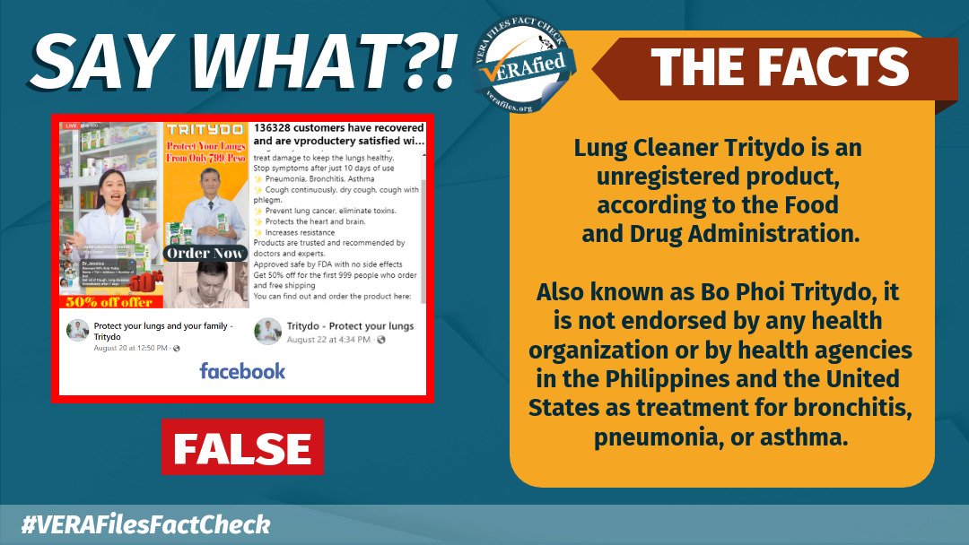 VERA FILES FACT CHECK: Lung Cleaner Tritydo does NOT treat lung