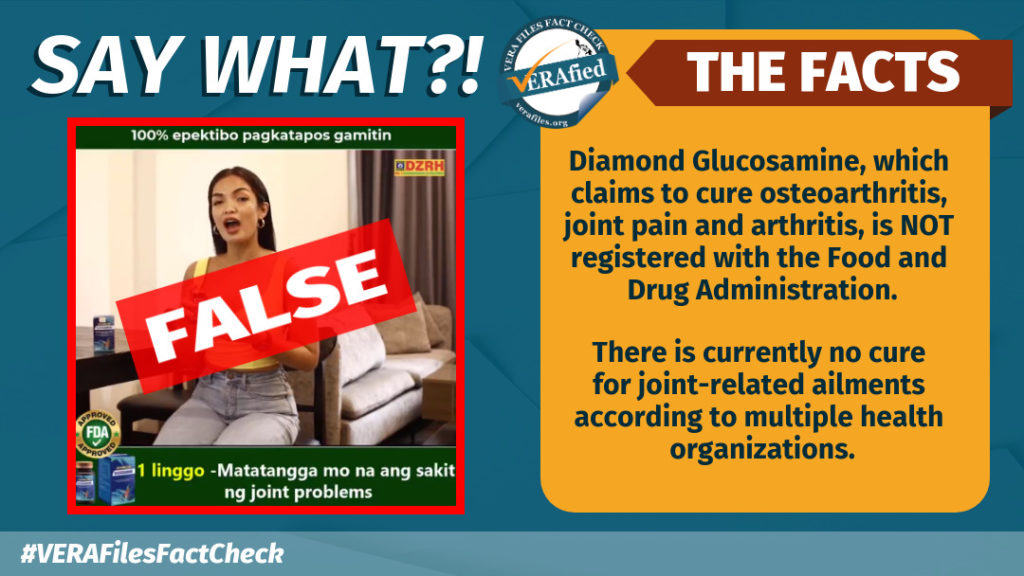 VERA FILES FACT CHECK Diamond glucosamine NOT FDAapproved VERA Files