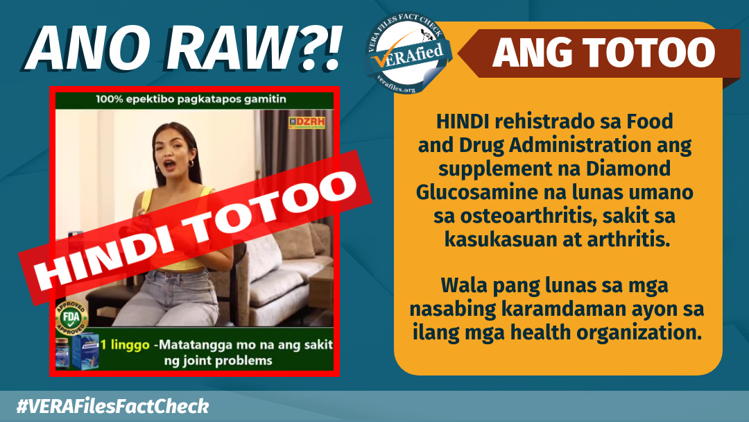 VERA FILES FACT CHECK Diamond glucosamine NOT FDAapproved VERA Files