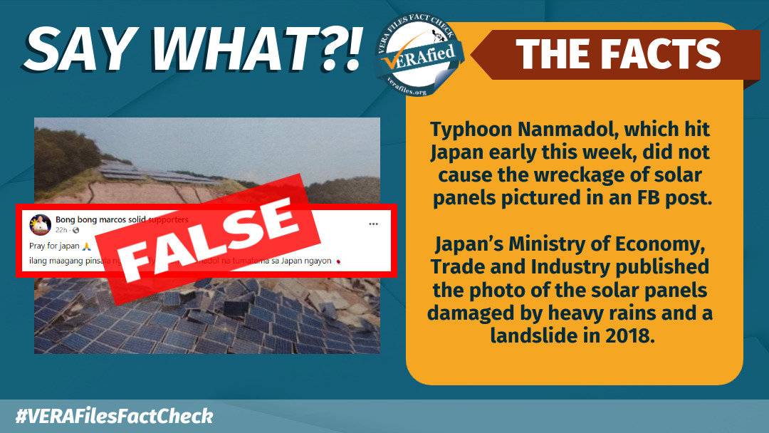 VERA FILES FACT CHECK: Typhoon Nanmadol DID NOT cause damage to solar panels in Japan
