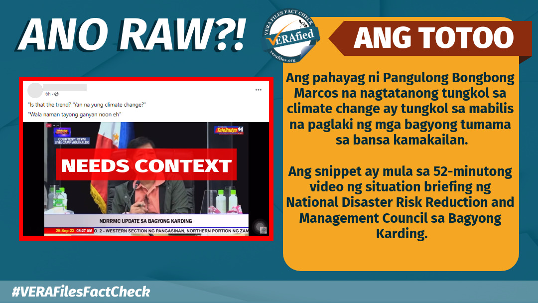 VERA FILES FACT CHECK: Video of Marcos questioning climate change