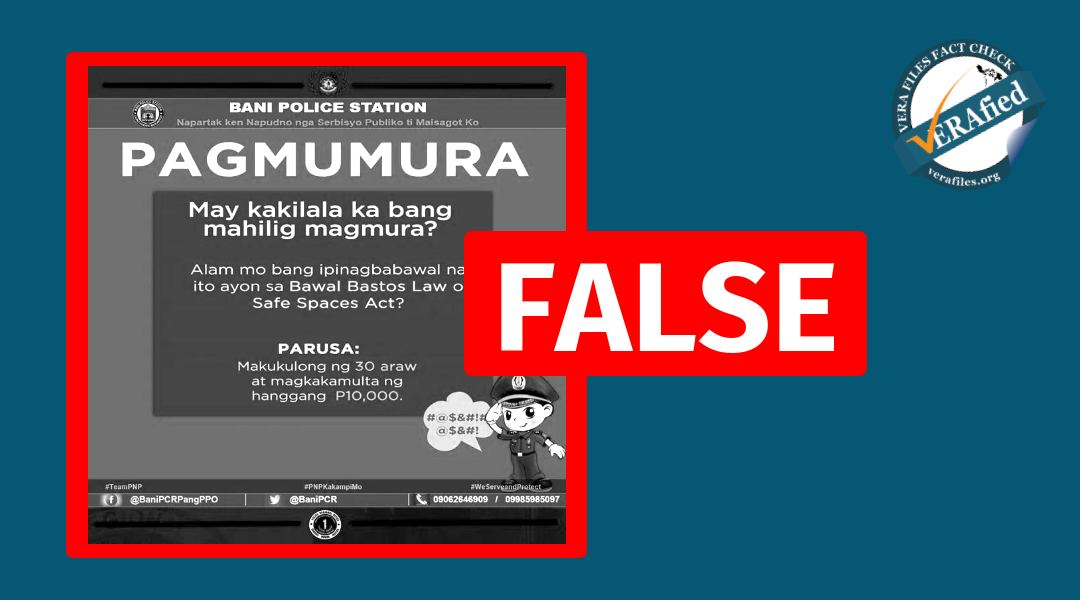 VERA FILES FACT CHECK: Bani Police Station infographic wrongly claims that cursing is ‘prohibited’ by law