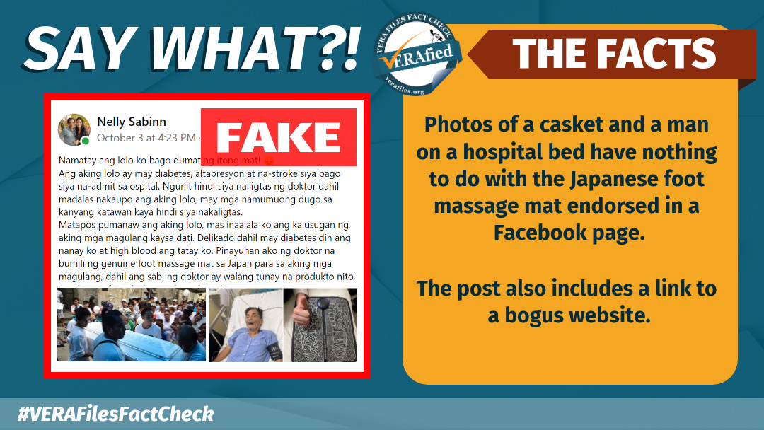 VERA FILES FACT CHECK: Photos of casket, elderly man MISREPRESENTED in ad post