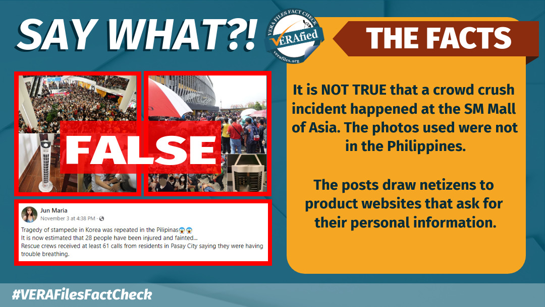 VERA FILES FACT CHECK: Posts claiming ‘Itaewon-like’ crowd crush at MOA FAKE