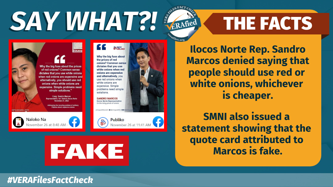 VERA FILES FACT CHECK: FAKE Sandro Marcos quote on use of onions still circulating online