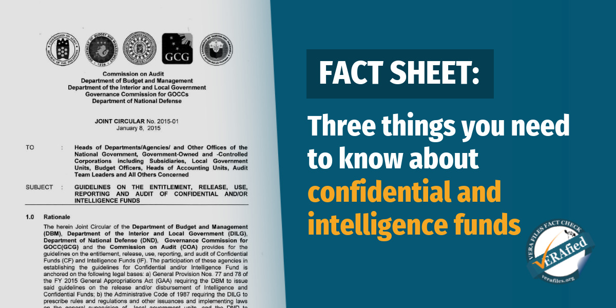 VERA FILES FACT SHEET: Three things you need to know about confidential and intelligence funds